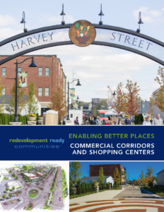 Cover image of code reform guide, showing arch over Harvey Street, a pedestrian space in Hudsonville, MI